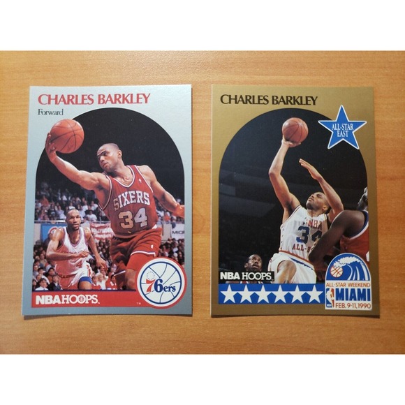 (2) 1990-1991 NBA Hoops - Charles Barkley #225 & #1 All Star - From a Fresh Pack - Picture 1 of 2